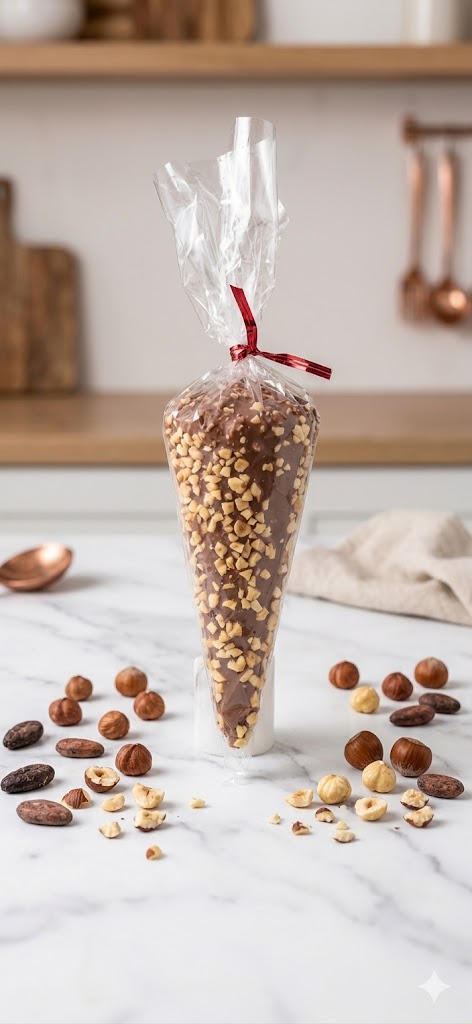 Cone Ferrero com chocolate e avelã